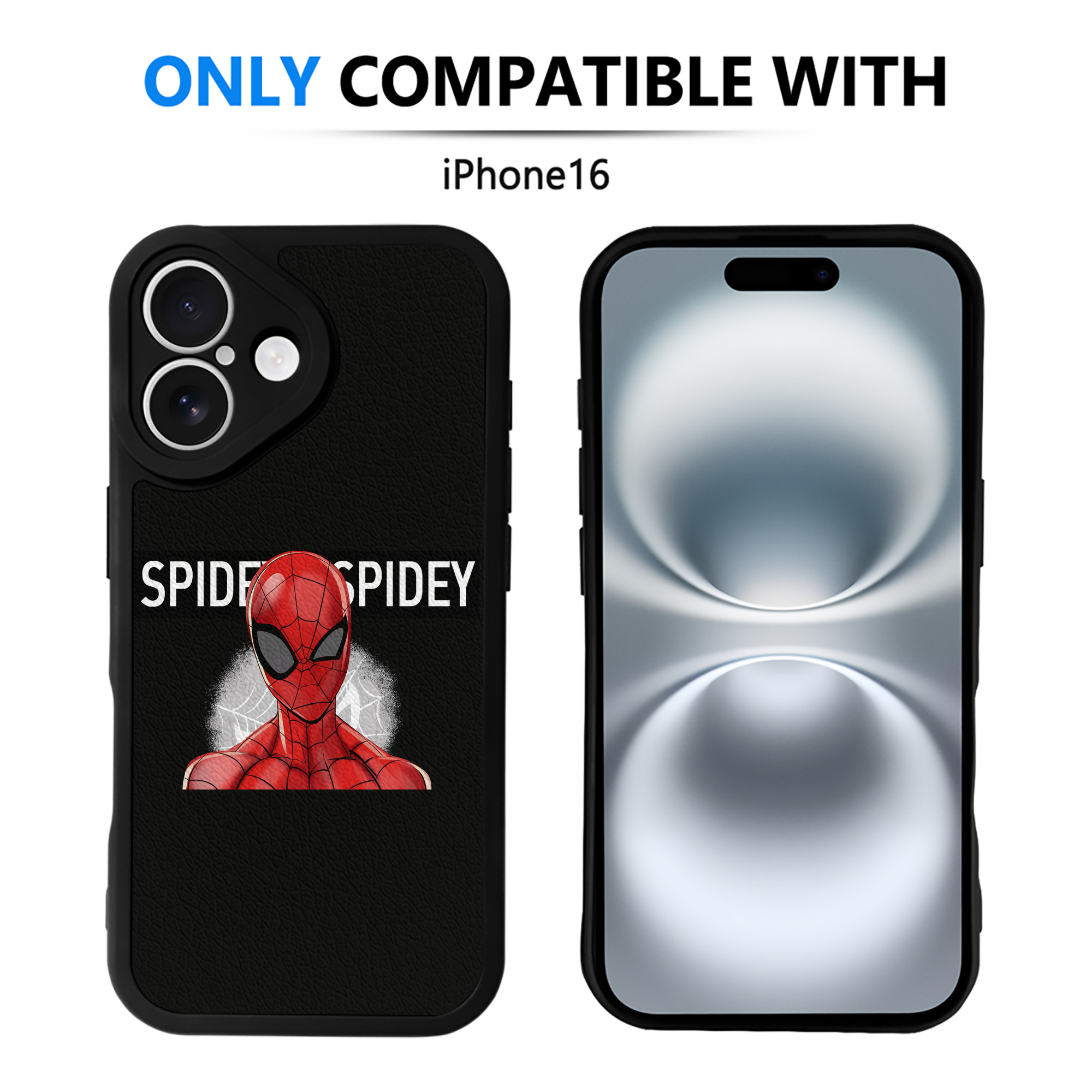 （画像用） Spider Man スパイダーマン 【iPhone 16シリーズ対応】シリコンスマホケース（レザー調） 材質：シリコン